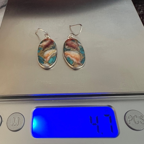 ❤️ Spiny Oyster Dangle Earrings 1.25” Southwestern 4.7gm Marked 925 - Picture 7 of 11